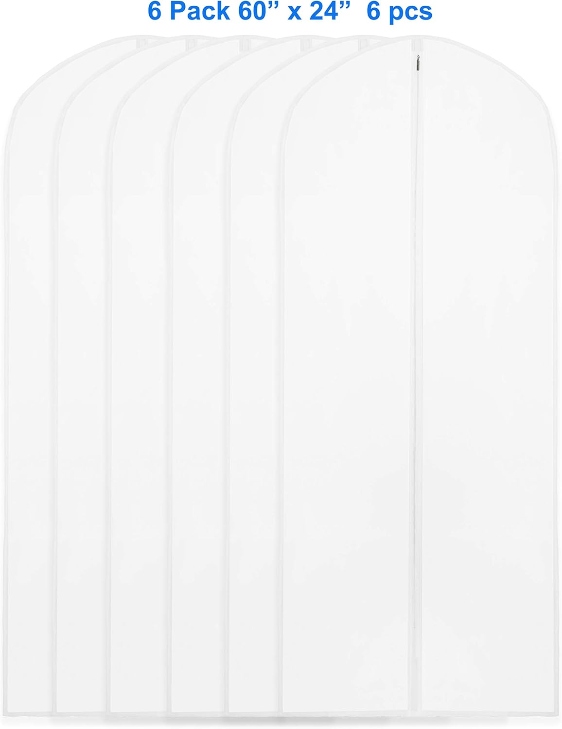 Simple Houseware 60-Inch Clear Garment Bags - Zippered Storage for Suits, Dresses & Costumes | 6 Pack