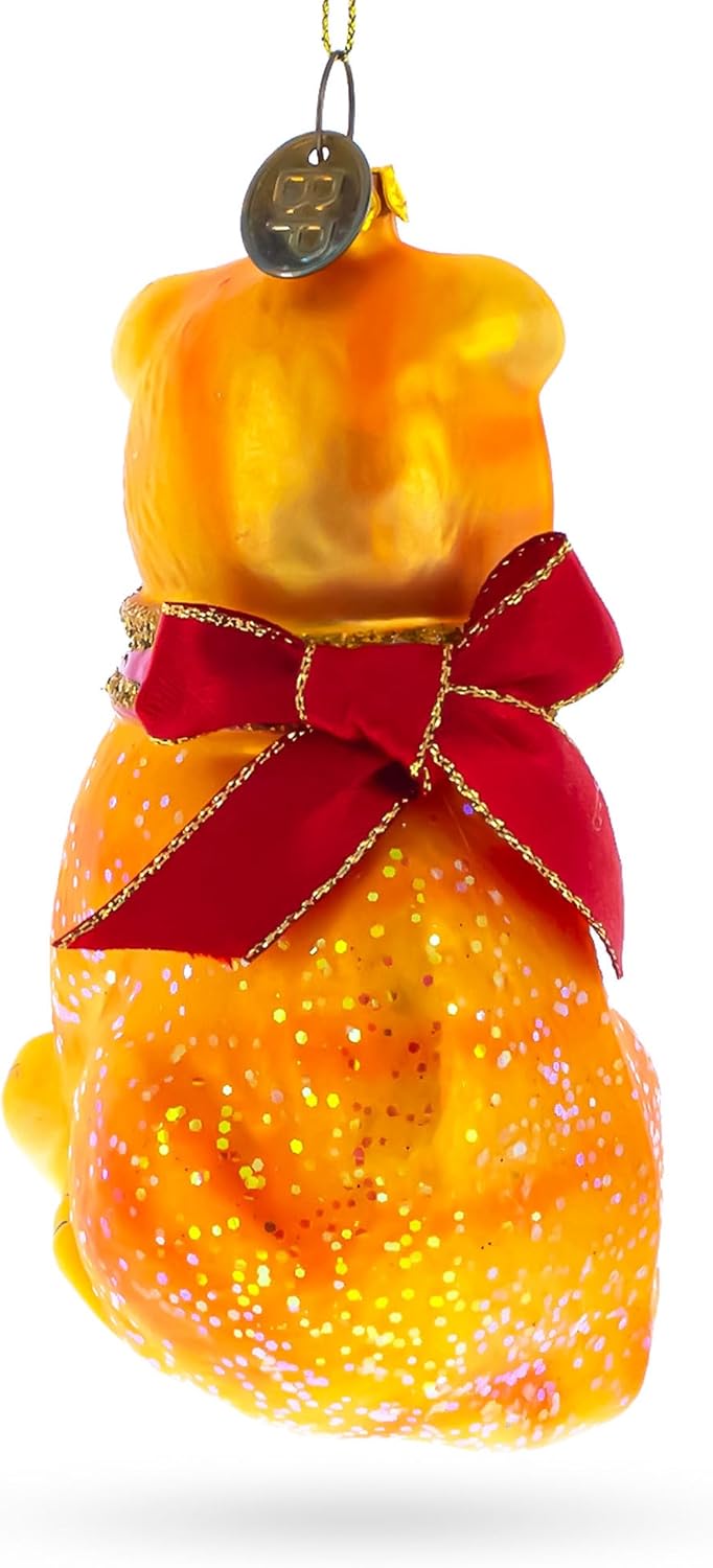 Red Scarf Cat Glass Christmas Ornament - Festive Holiday Decor for Cat Lovers
