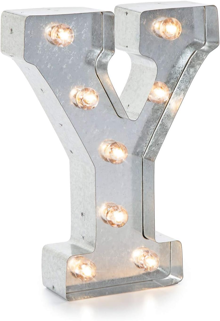 Silver Metal Marquee Letter J - 9.87” Tall Galvanized Decor for Events & Home