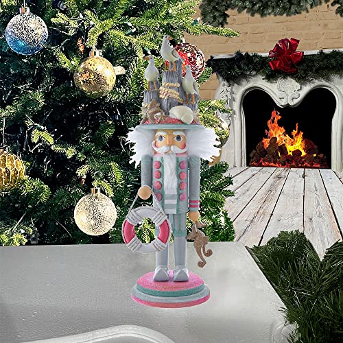 18-Inch Hollywood Seagull Coastal Nutcracker - Hand-Painted, Seaside Decor