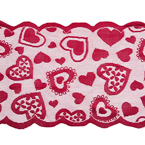 Red Heart Lace Table Runner 13x71 in - Xmas & Valentine Decor - mookaitedecor, Red / 12"x71"