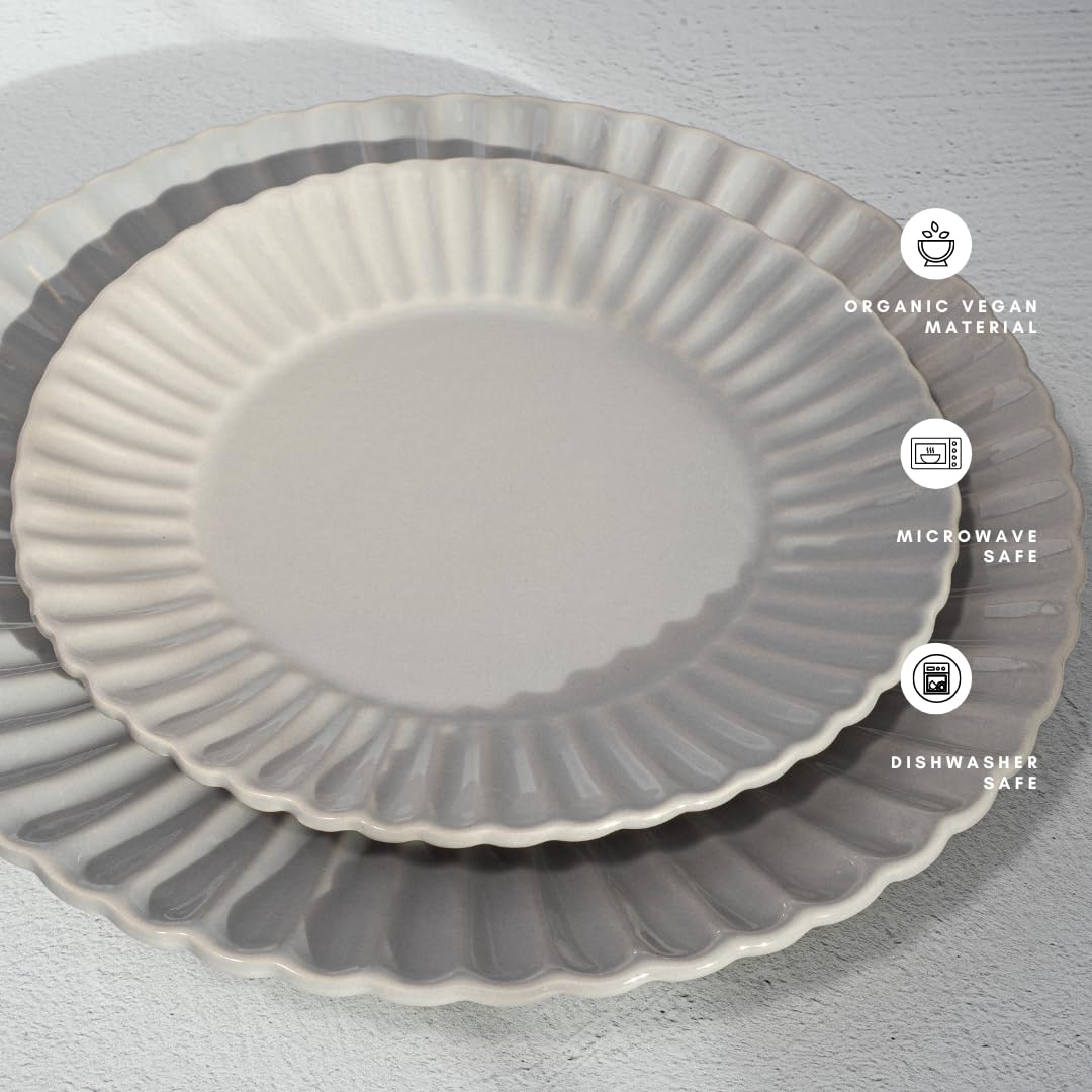 Square House 16 Piece Dinnerware Set Aruba (Cloudy Grey) Plates, Bowls, and Mugs Set for 4