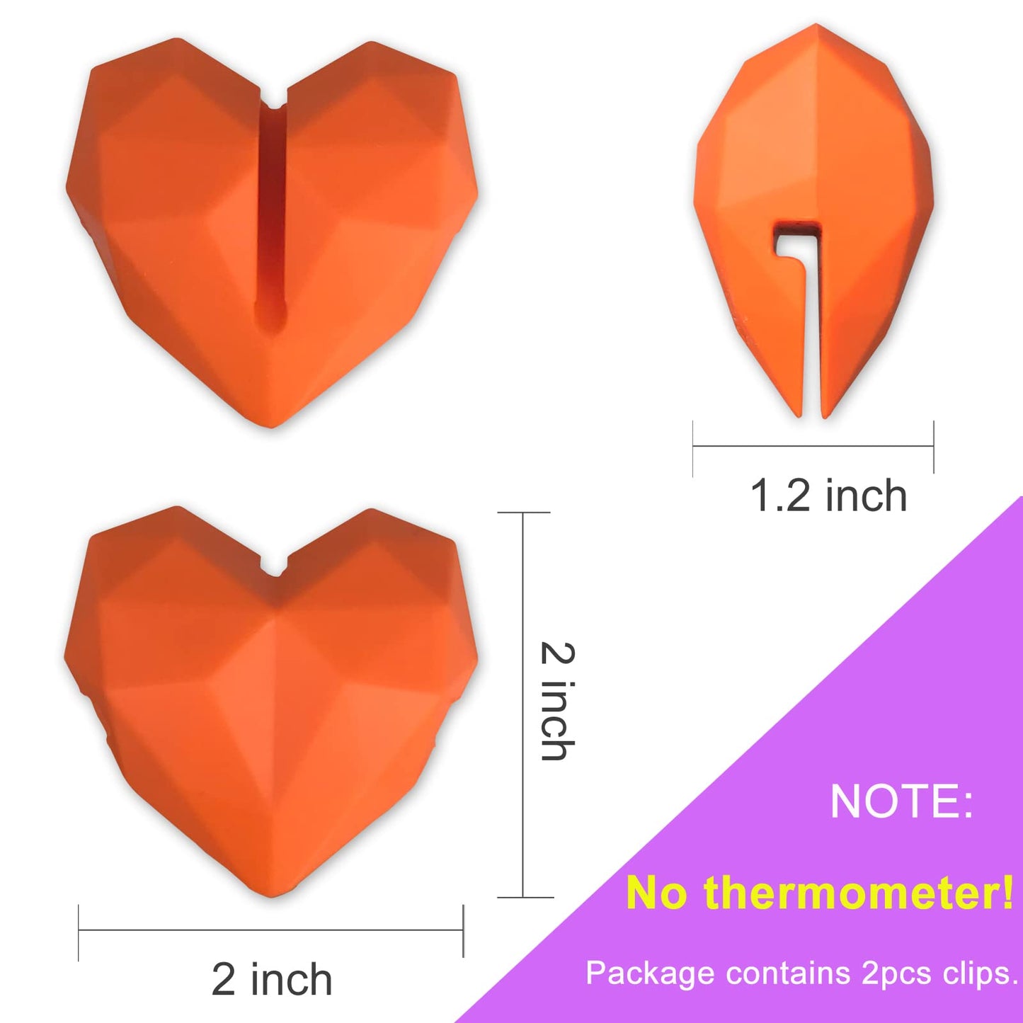 2Pcs Silicone Non-Scratch Pot Clip, Thermometer Clips for Candy Making, Hand-Free Holder to Measure Temperature of Oil, Milk, Chocolate, Candle, Deep Fryer and Cooking Melting Pots