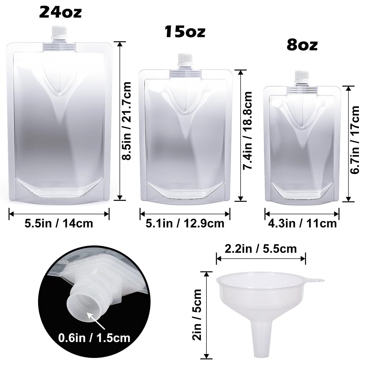 Keon Plastic Pouches - Leak-Proof, Reusable, Flexible Juice Bags, BPA-Free for Travel, Outdoor Sports, Concerts, Events