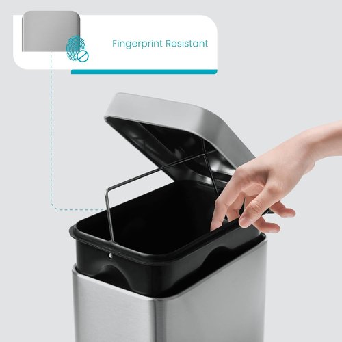 Home Zone Living 1.3 Gallon Stainless Steel Trash Can - Slim Design with Lid & Step Pedal | Silver, 5 Liters
