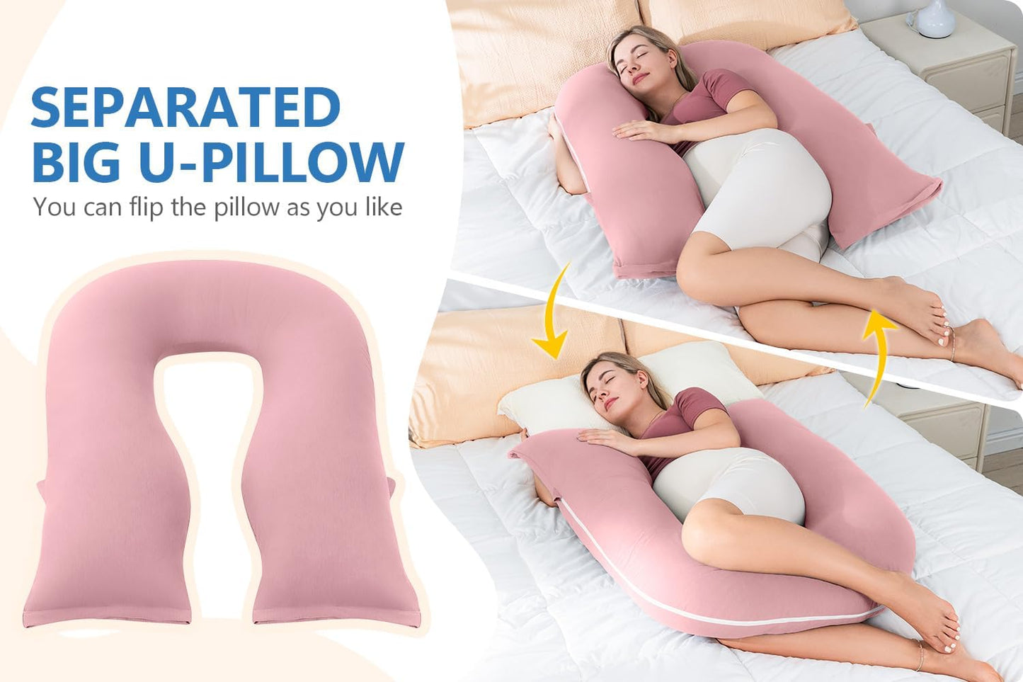 INSEN Pregnancy Pillows, Detachable Body Pillow for Sleeping, Nurse & Relax, Multi-Use Pregnancy Pillows for Pregnant Women, Grey