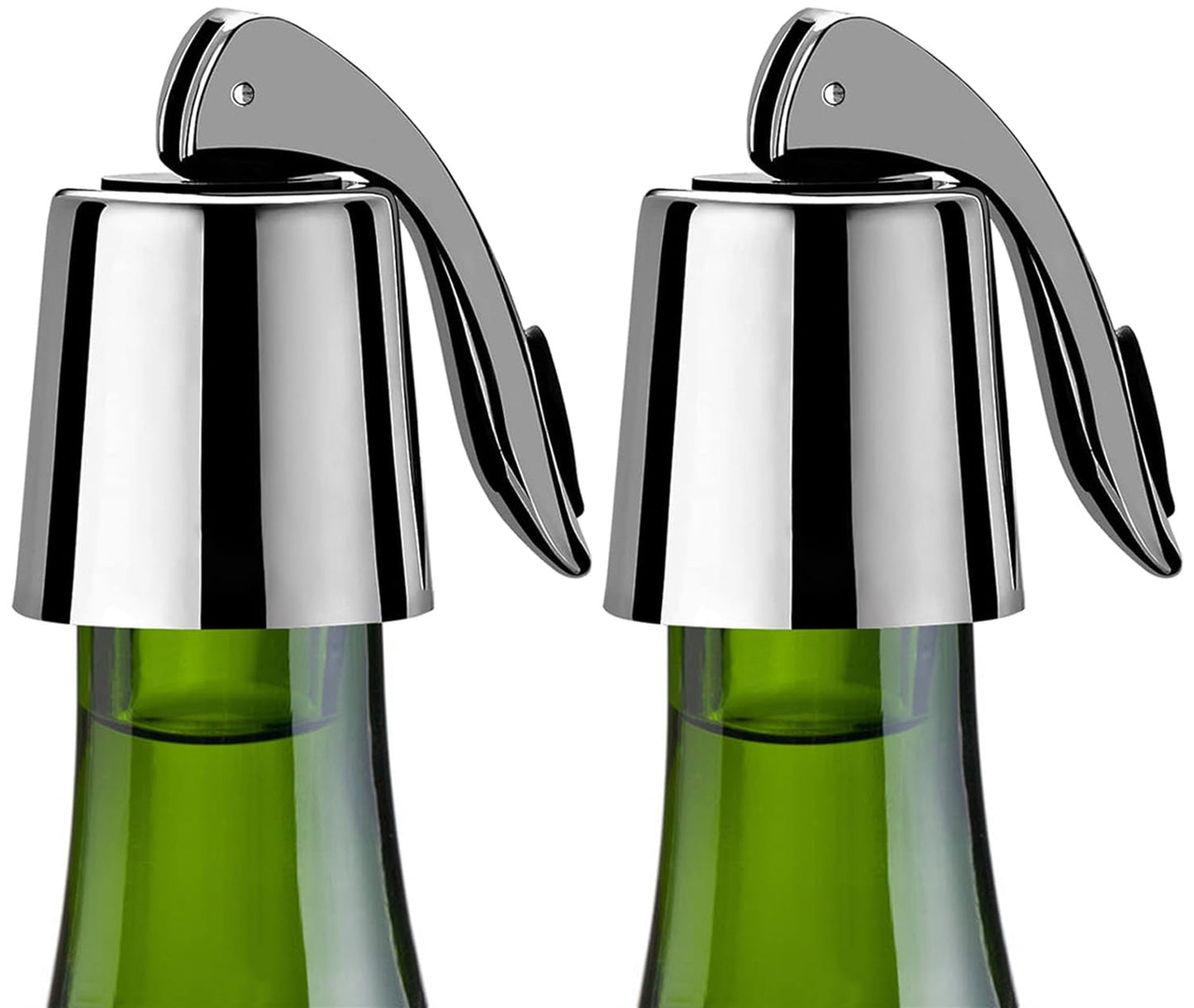 Pafusen Wine Stoppers Set of 2, Stainless Steel Wine Bottle Stopper with Silicone Seal, Reusable Wine Freshness Keep, Wine Saver Wine Bottle Sealer Stopper, Wine Accessories Gift (Polished)