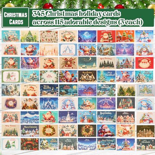 AmazingSpark 345 Christmas Cards Set with Envelopes Stickers - Classic (Variation 713)