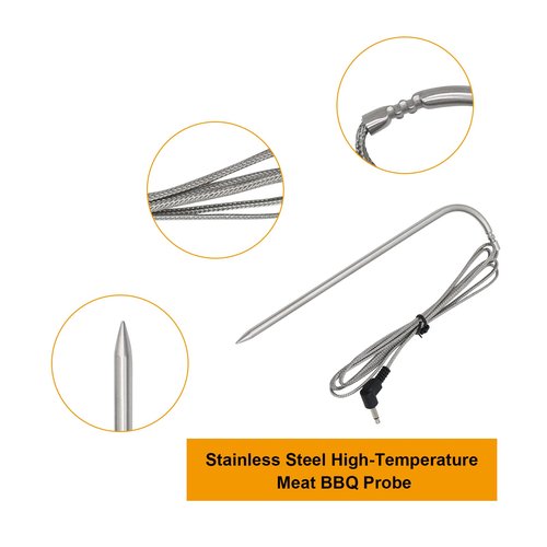 BBQ-PLUS Meat Probe for Pit Boss Pellet Grill, Digital Control Meat Probe Capability, 2 Pack with Clips and Grommets
