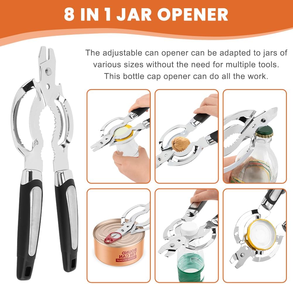 Skiennix Stainless Steel Jar Opener - Multifunctional Tool for Weak Hands | Ideal for Seniors with Arthritis