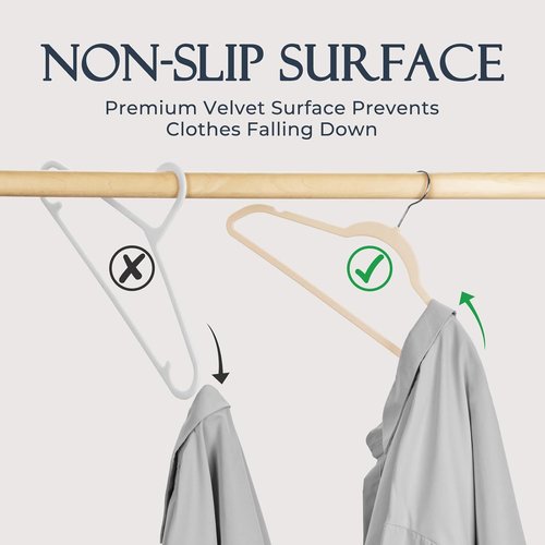 HOUSE DAY Velvet Hangers - 20 Pack Non-Slip Heavy Duty Felt Hangers for Coats | Slim Space-Saving Design with 360° Rotating Hook