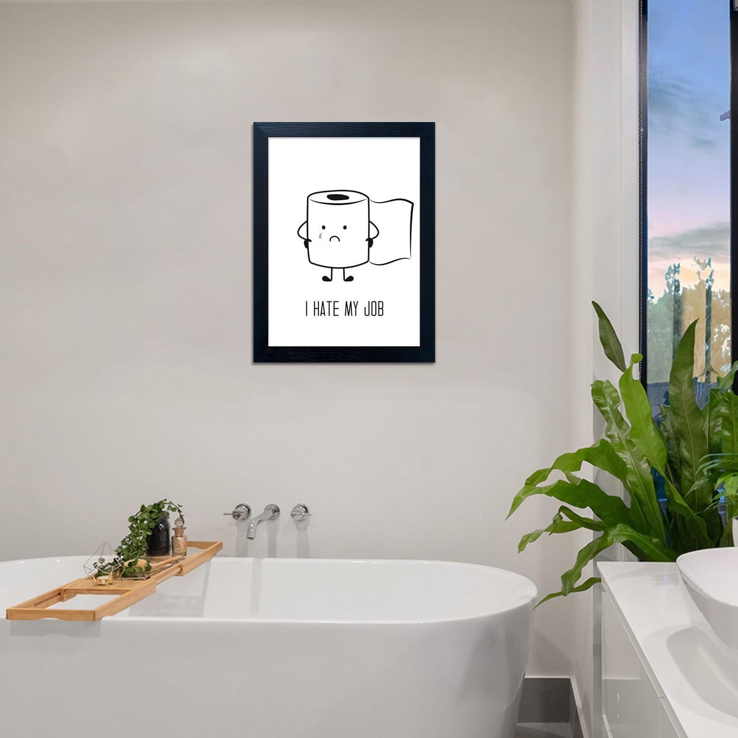 Regine Switzerland Black and White Bathroom Wall Art - Humorous Toilet Paper Canvas Print | Minimalist Decor