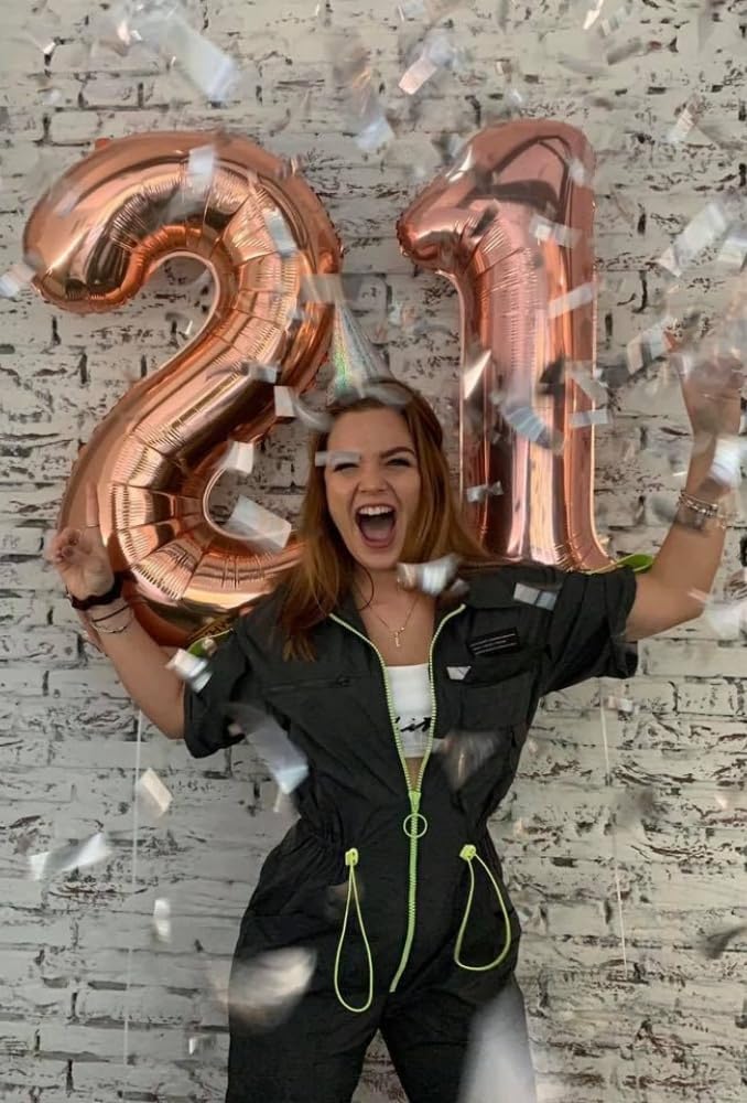 Rose Gold Number Balloons by [Brand Name] - 40 Inch Large Birthday Decorations for 12 & 21 Year Olds