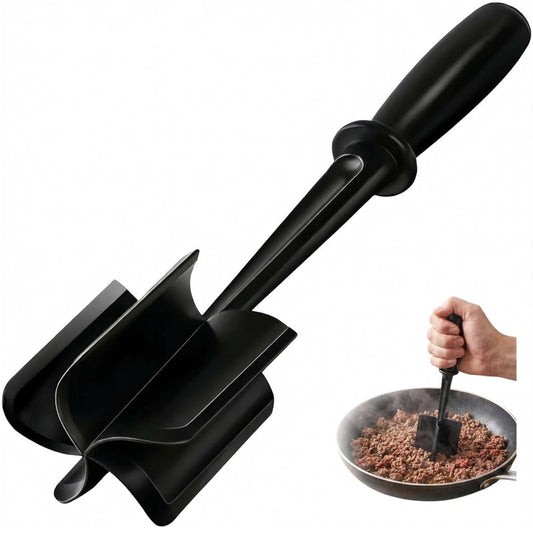 VUCVOLH Meat Chopper, Premium Heat Resistant Meat Masher, 5 Blades Ground Beef Masher, Non Stick Hamburger Smasher, Nylon Potato Masher, Dishwasher Safe, Black