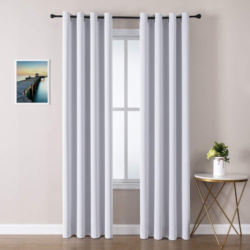 ChrisDowa Room Darkening Curtains - 90-Inch Thermal Insulated Blackout Panels | Greyish White, 2-Panel Set