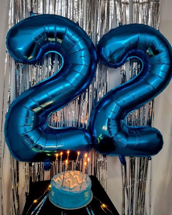 Metallic Blue Number 7 Balloon 40 Inch, 7th Birthday Party Decorations for Children, Giant 7 Foil Balloon for Party Supplies