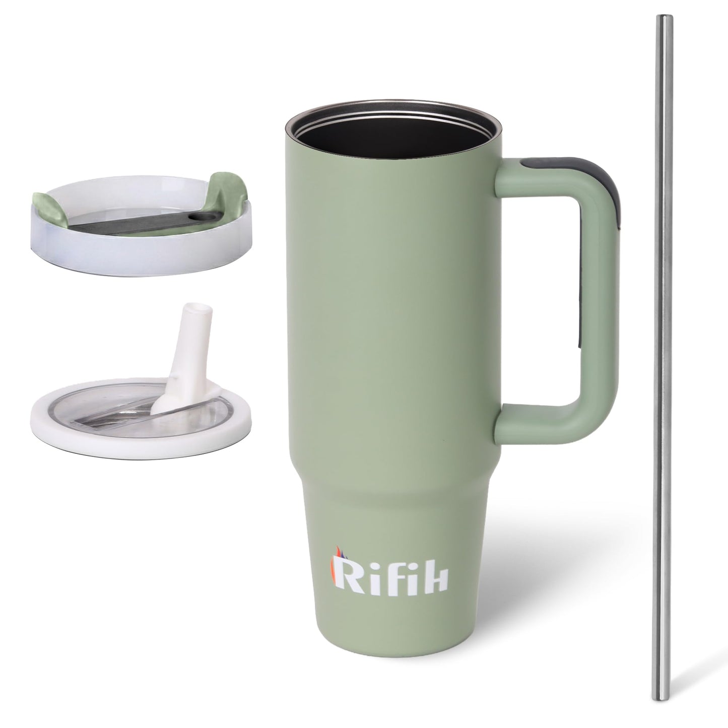 RIFIH 40 oz tumbler with handle and flip straw, Tumbler with Handle, Travel Mugs, Stainless Steel Cup, Insulated Water Bottle, Insulated Travel Coffee Mugs, Cup with Straw, (Casbah Night, 40 OZ)
