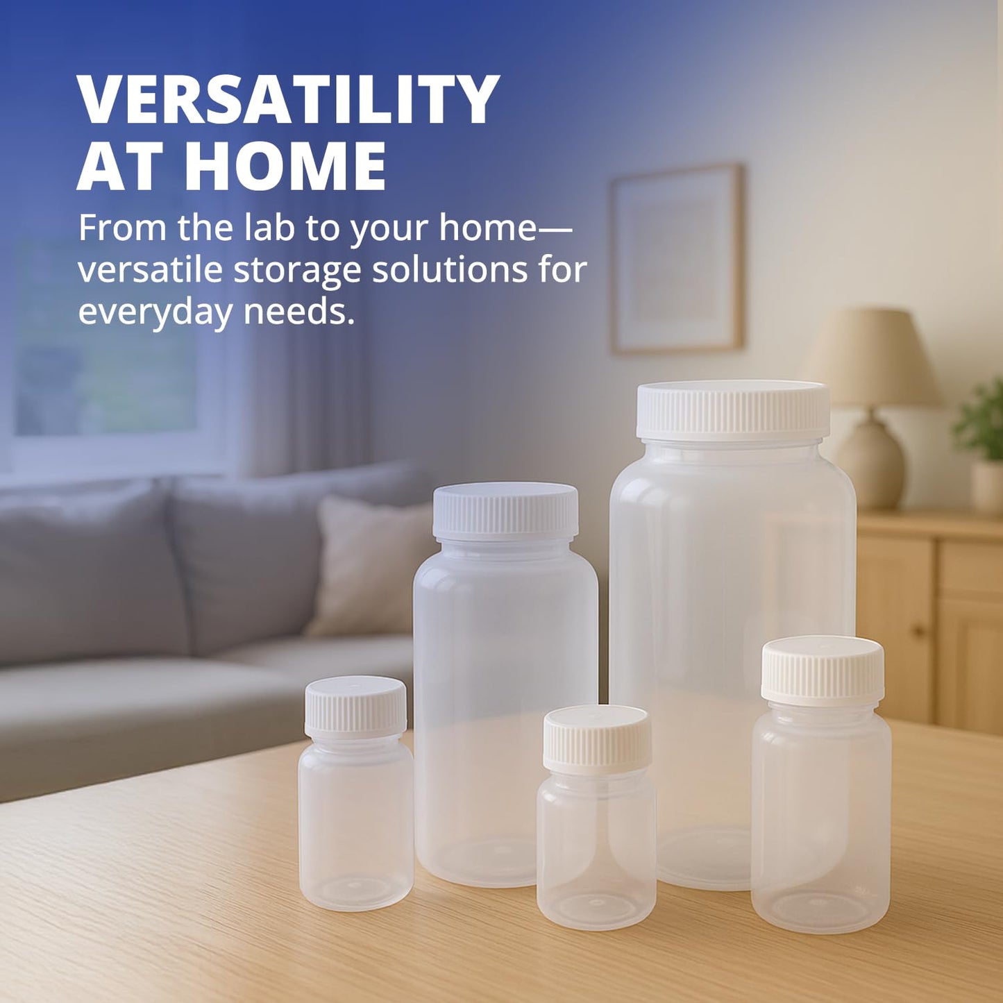 United Scientific® Unistore™ - Sample Containers with Lids - Laboratory Grade Polypropylene Wide Mouth Reagent Bottle - 32 Oz Bottles with Caps (1000ml), Plastic Bottles with Lids, Pack of 1