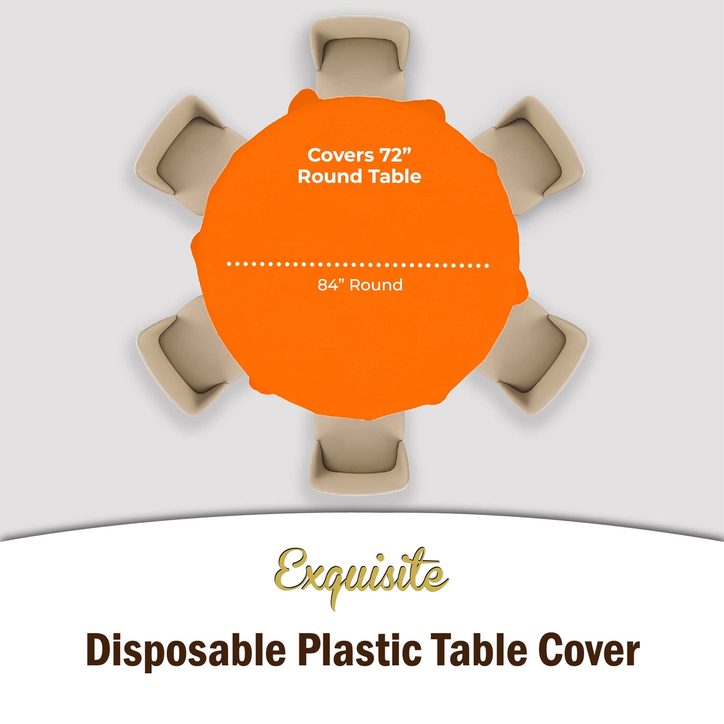 Exquisite 12-Pack Premium Plastic 84-Inch Round Tablecloth, Orange