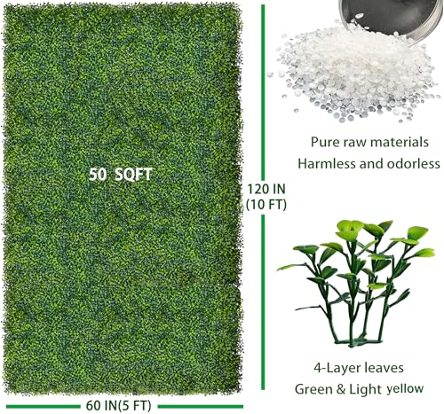 60x120 Inch Artificial Boxwood Panel Roll - 50 sqft Greenery Backdrop for Indoor & Outdoor Use