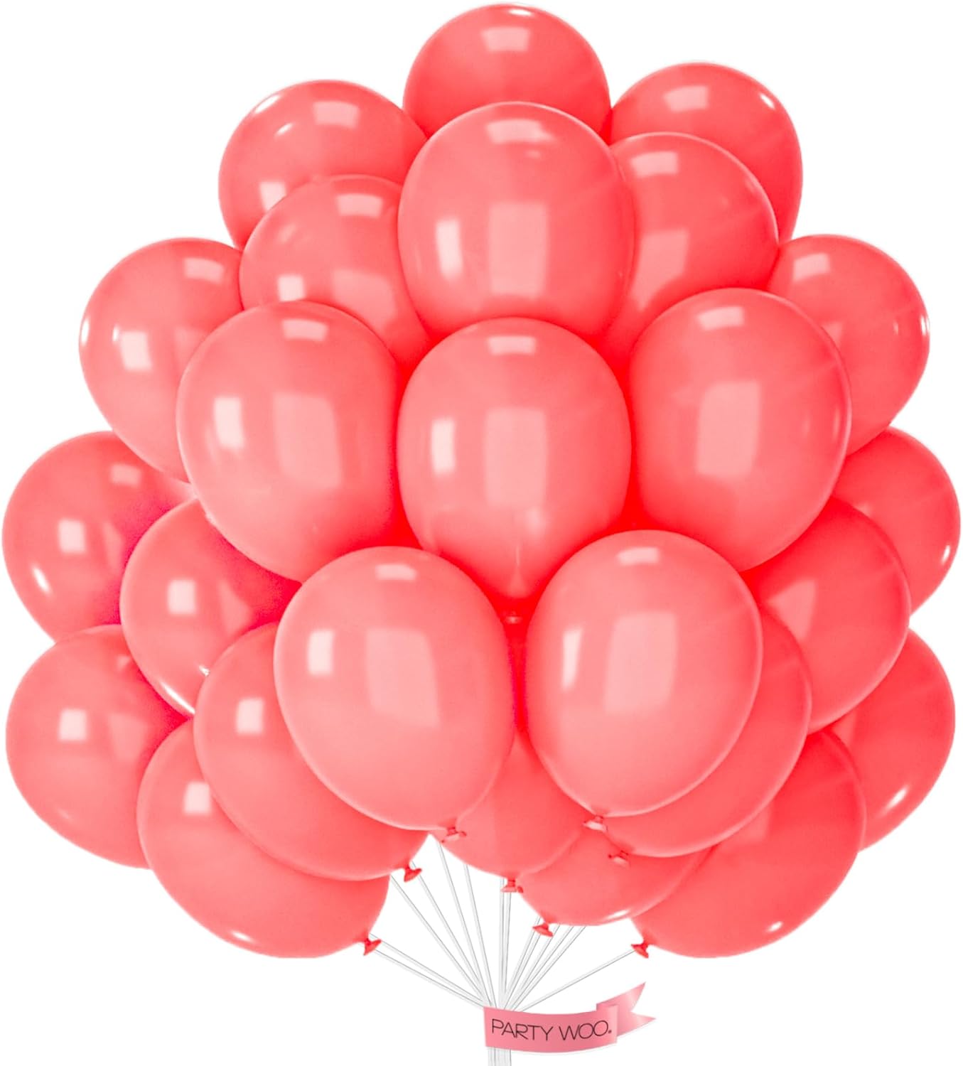 PartyWoo Coral Balloons - 50pcs 12 Inch Pastel Red & Pink Latex Helium Balloons for Celebrations