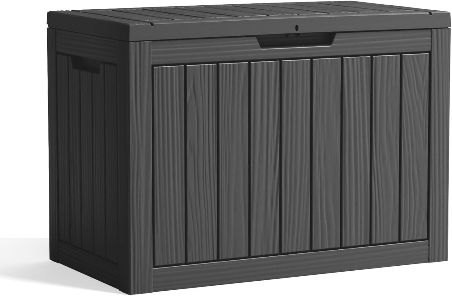 PatioZen 45 Gallon Resin Deck Box - Lockable Outdoor Storage for Furniture & Garden Tools | Waterproof - Black