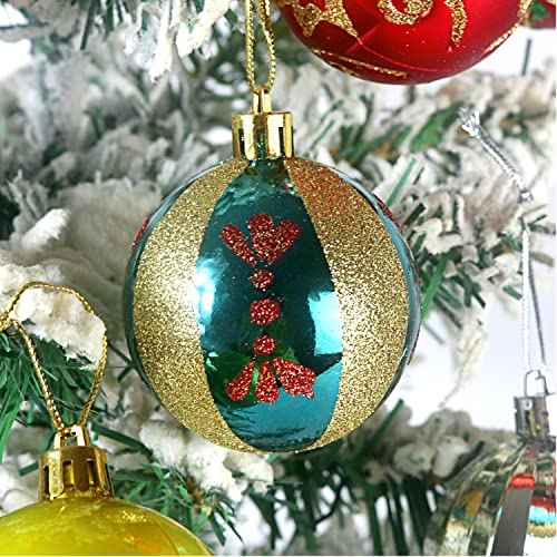 30PCS Christmas Balls Ornaments, Shatterproof Holiday Bulbs Festive Wedding Hanging Ornaments Christmas Tree Decoration (Green&Gold)