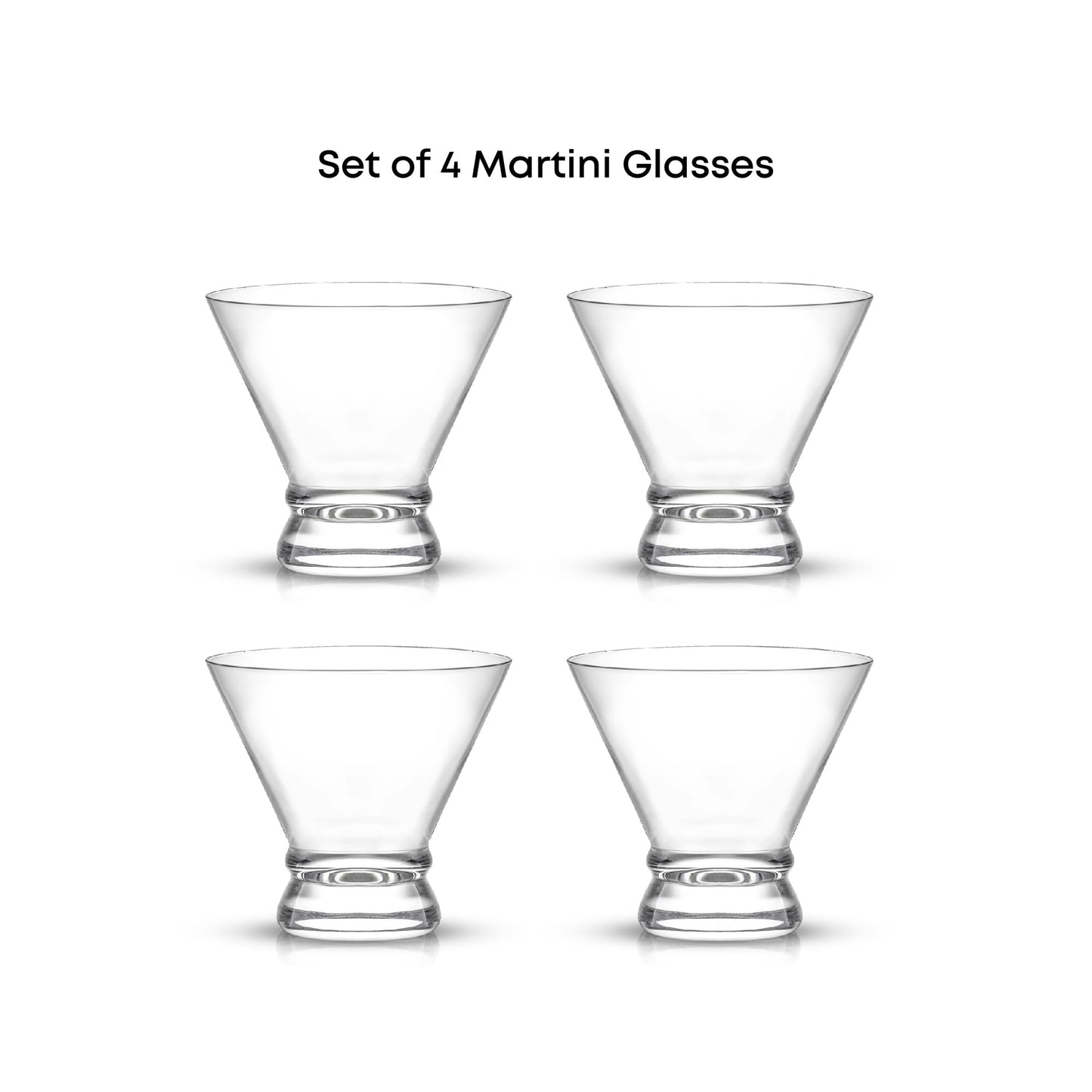 JoyJolt Afina Stemless Martini Glasses Set of 4, 8.5oz Liquor Drinking Glasses for Cocktail and Margarita, Bar Glass Cups, Glass Dessert Cups