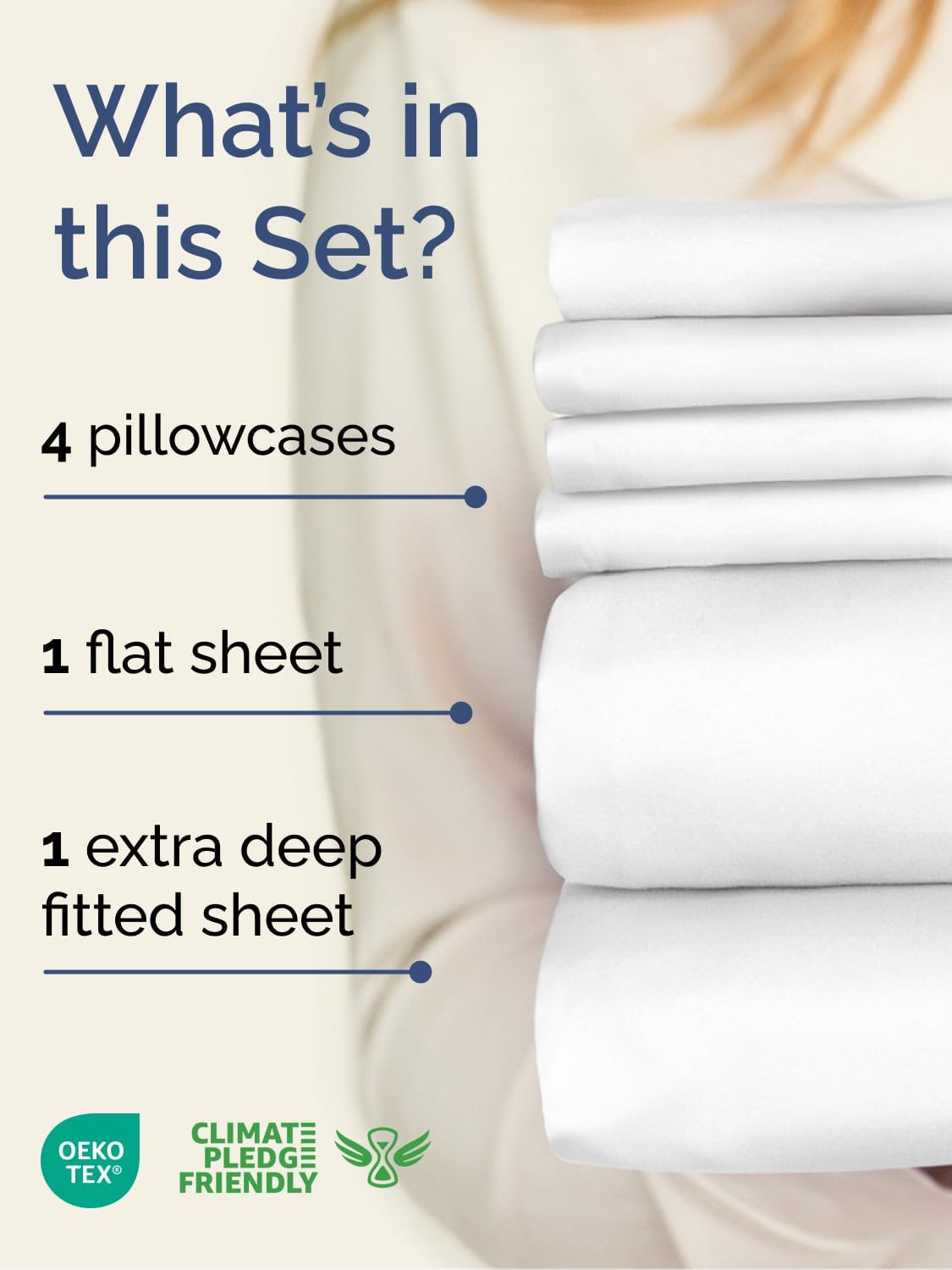 Skiennix Extra Deep Cal King Sheet Set | 6-Piece Breathable Cooling Bedding - Soft, Wrinkle-Free White