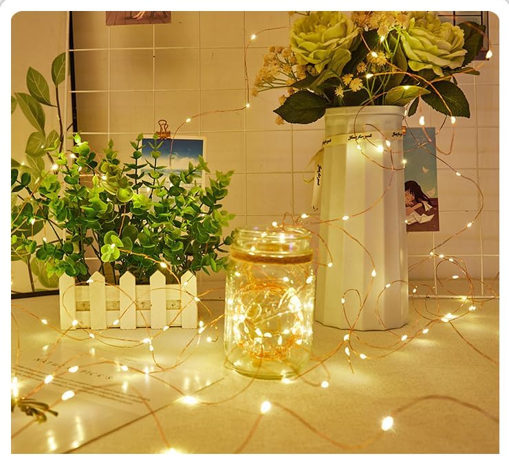 Skiennix LED Fairy Lights - Waterproof Battery Operated String Lights for Indoor/Outdoor Decor | Warm White, 33FT, 100 LEDs