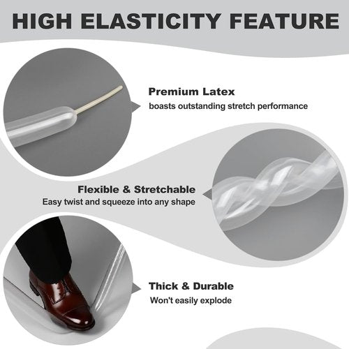 Clear 260 Balloons - 100Pcs Thick Latex Long Twisting Balloons for Wedding & Party Decorations