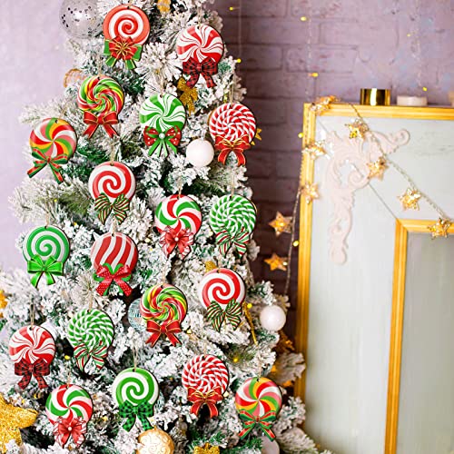 Yulejo 36 Pcs Christmas Candy Ornaments Peppermint Red & Green Classic