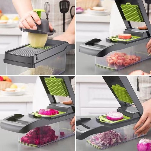 16-in-1 Vegetable Chopper by [Brand Name] - Multi-Blade Mandoline Slicer & Dicer with Container