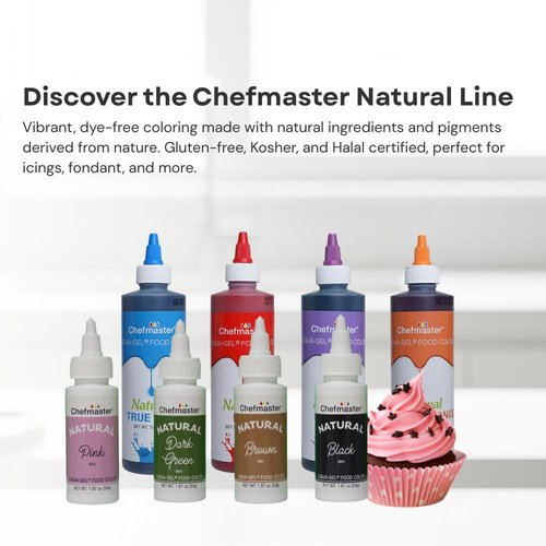 Chefmaster - Natural Liqua-Gel Food Coloring Kit - Natural Gel Food Coloring - 4 Count Pack - Plant-Based Ingredients, Naturally Vibrant Colors, Blends Easily - Made in the USA