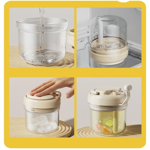 2026 New 2 In 1 Bottle Silicone Ice Cube Cup With Straw,Portable Easy Press Silicone Ice Cube Tray,Leak Proof Lid, Touch-free Vertical Ice Maker For Iced Coffee Juice Cocktail (Beige)