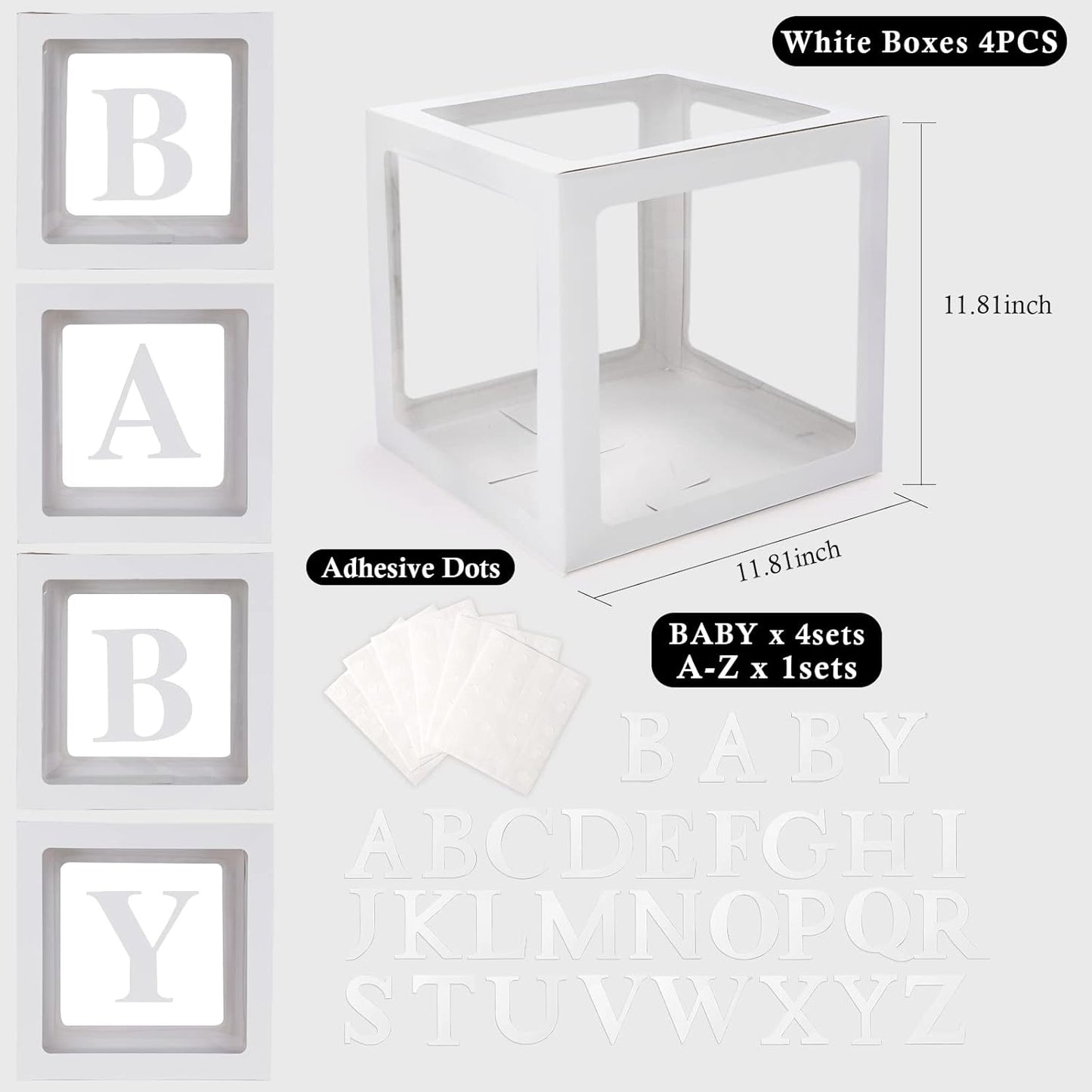 Voircoloria Baby Balloon Box - 42-Piece Letter Set for Gender Reveal & Birthday Parties | Clear Design