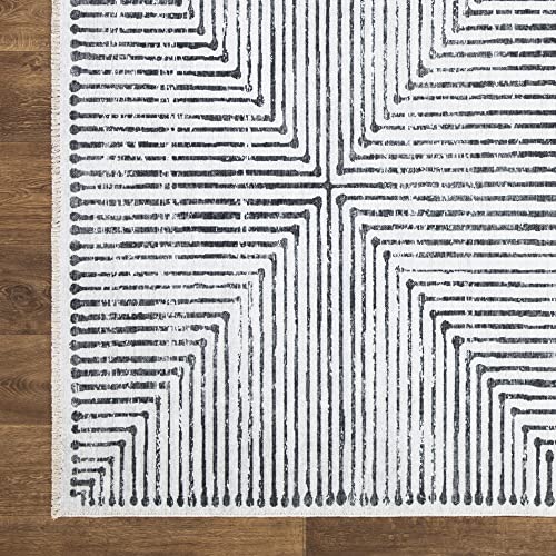 Bloom Rugs Caria 5x7 Ivory & Black Washable Non-Slip Area Rug for Living Room