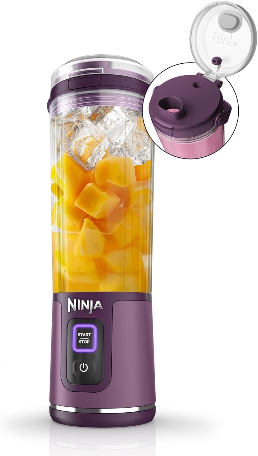 Ninja BC151PR Portable Blender - Cordless 18oz Personal Blender for Smoothies & Shakes | BPA Free, USB-C Rechargeable, Leakproof Lid