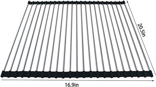 Ahyuan Roll-Up Dish Drying Rack - Portable Over-The-Sink Drainer | Foldable Design, Black 20.5''x16.9''