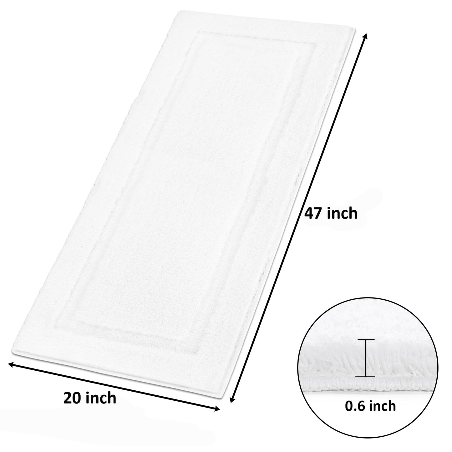 SHACOS Super Soft Bathroom Runner Rugs 20x47 inch Non Slip Washable Bath Rugs for Bathroom Tub Shower Bath Mats Floor Mats Decor Accessories, White 1'8" x 3'11"
