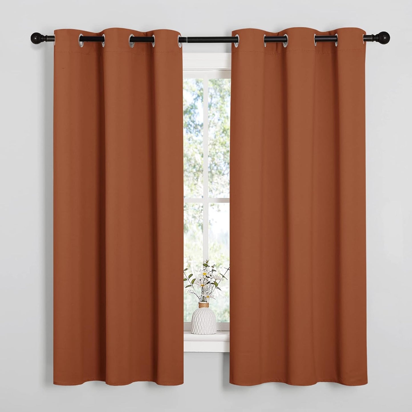 NICETOWN Blackout Curtains - Thermal Insulated Privacy Drapes for Windows | Burnt Orange, 42 x 63 Inches
