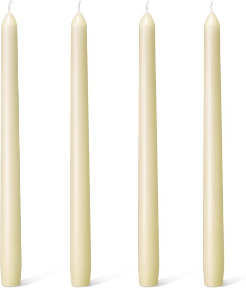 Everymoment Ivory Taper Candles - Dripless & Smokeless 10-Inch Candlesticks | 4 Pack Unscented Cream for Weddings & Home Decor