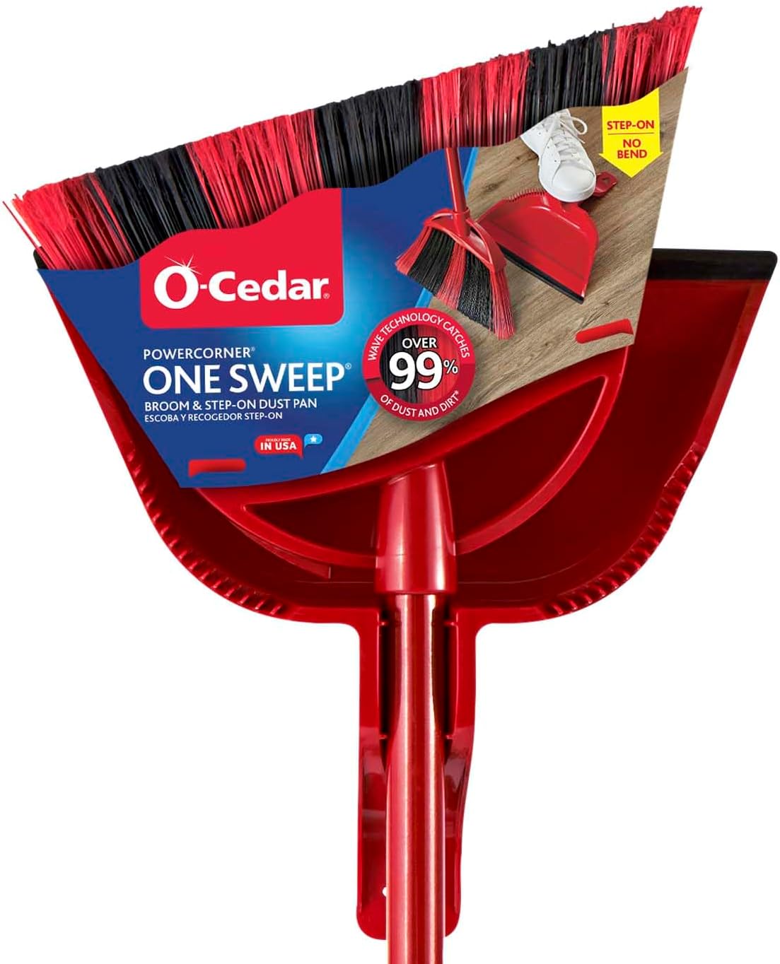 O-Cedar One Sweep Broom - Lightweight Step-On Dustpan for Effortless Cleaning | Ideal for Pet Owners