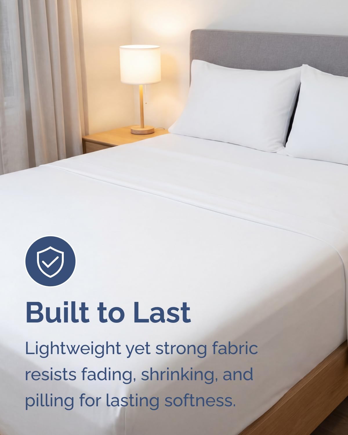 Lightweight 4-Piece Queen Bed Sheet Set by [Brand Name] - Cooling, Soft & Breathable - Fits 8-16 Inch Deep Pockets - White