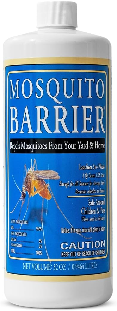 Mosquito Barrier | Liquid Garlic Mosquito Repellent Concentrate - 32 fl oz for Effective Outdoor Protection