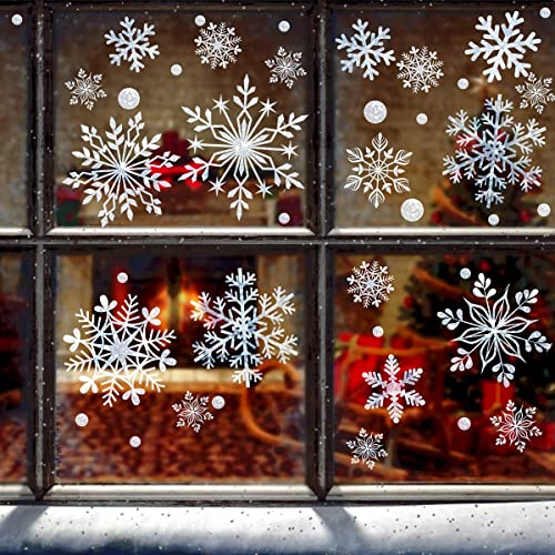 DC-BEAUTIFUL Christmas Snowflakes Clings Decoration Set - Winter Wonderland Window Stickers, 318 Pieces, Holiday Party Decor