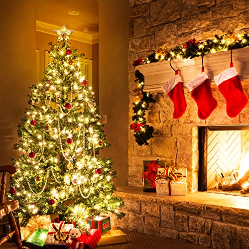 ODEETRONIC Gold 3D Double-Sided Christmas Star Tree Topper Lights 9.5in with Warm White Incandescent LEDs, UL Certified - Seasonal Holiday Decor