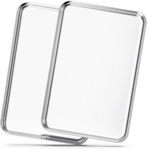 Bastwe Stainless Steel Baking Sheets Set of 2 - Healthy, Non-Toxic, Rustproof & Easy to Clean