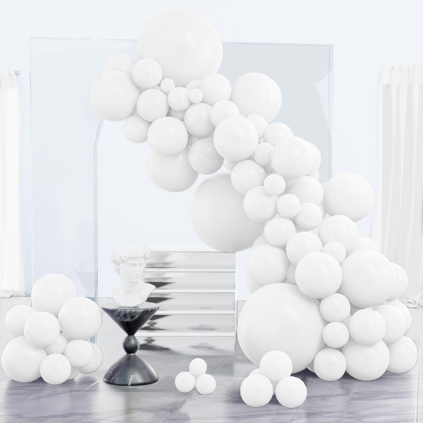 PartyWoo White Balloons 123pcs Different Sizes Pack of 18 12 10 5 Inch Matte White Latex Balloon Arch Kit Garland for Wedding Bridal Graduation Baby Shower Birthday Party Decorations White-Y13
