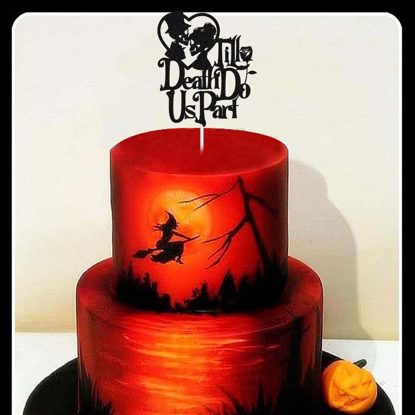 Skiennix Till Death Do Us Part Cake Topper - Skull Silhouette for Halloween Weddings | Party Decorations